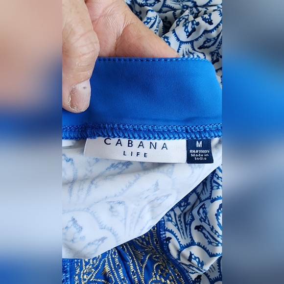 CABANA LIFE Palm Dessert UPF +50 Embroidered Rash Guard rouched SWIM Dress  MED - Picture 2 of 11